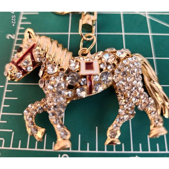 Golden Horse Rhinestone Keychain Ornament With Moveable Tail, Gift For Horse Lov - Picture 4 of 13
